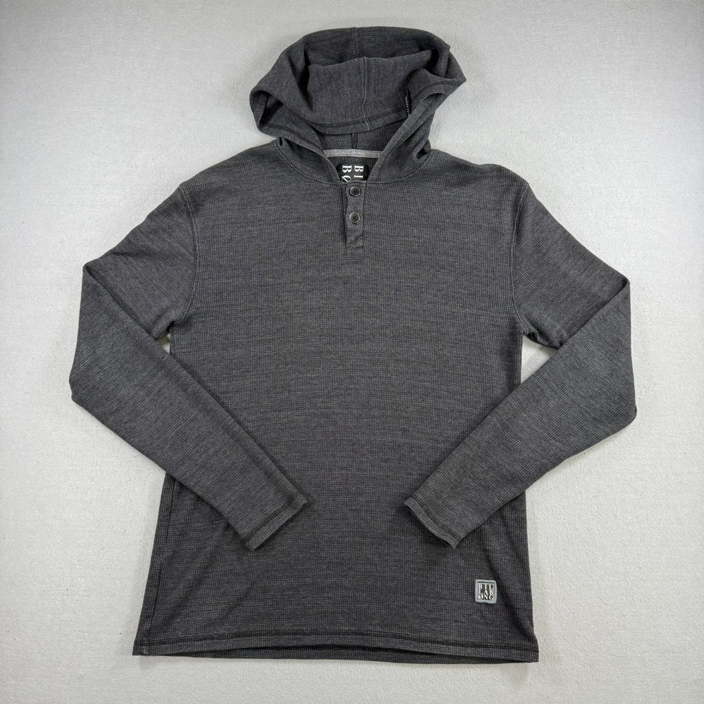 Billabong Henley Hoodie Mens Large Gray‎ Waffle Knit Pullover Thermal Surf Skate